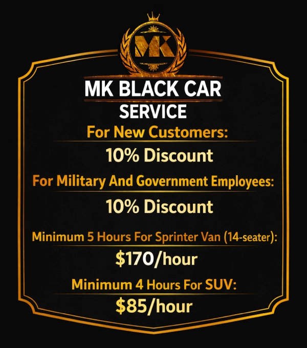 MK Black Car Service Discount Banner